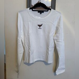 White Long Sleeve espresso martini sweater top